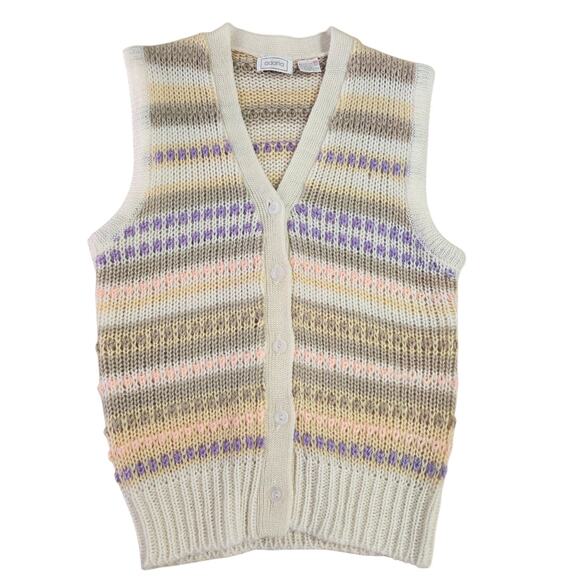 Vintage 80s Adoria Button Down Crochet Vest Top Women Size Medium MINT cond - Picture 1 of 5